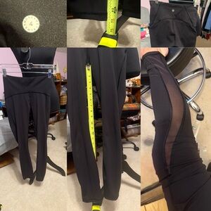 Black High-Waisted Lululemon Leggings with Mesh Detail on sides of leg.